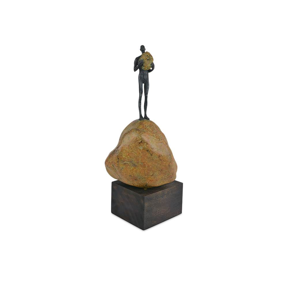 Currey And Company 1200-0910 Brown,Bronze,Green Man On Rock Medium Bronze Image 6