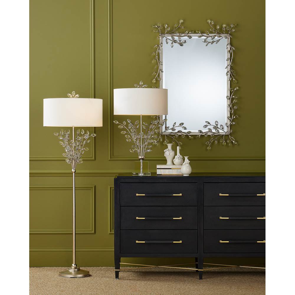 Currey And Company 1000-0162 Silver Forget-me-not Silver Rectangular Mirror Image 4