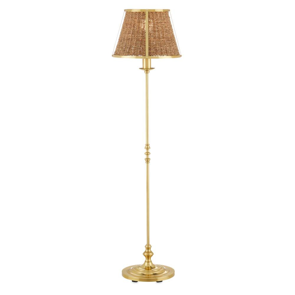 Currey And Company 8000-0141 Polished Brass,Natural Deauville Floor Lamp Image 4