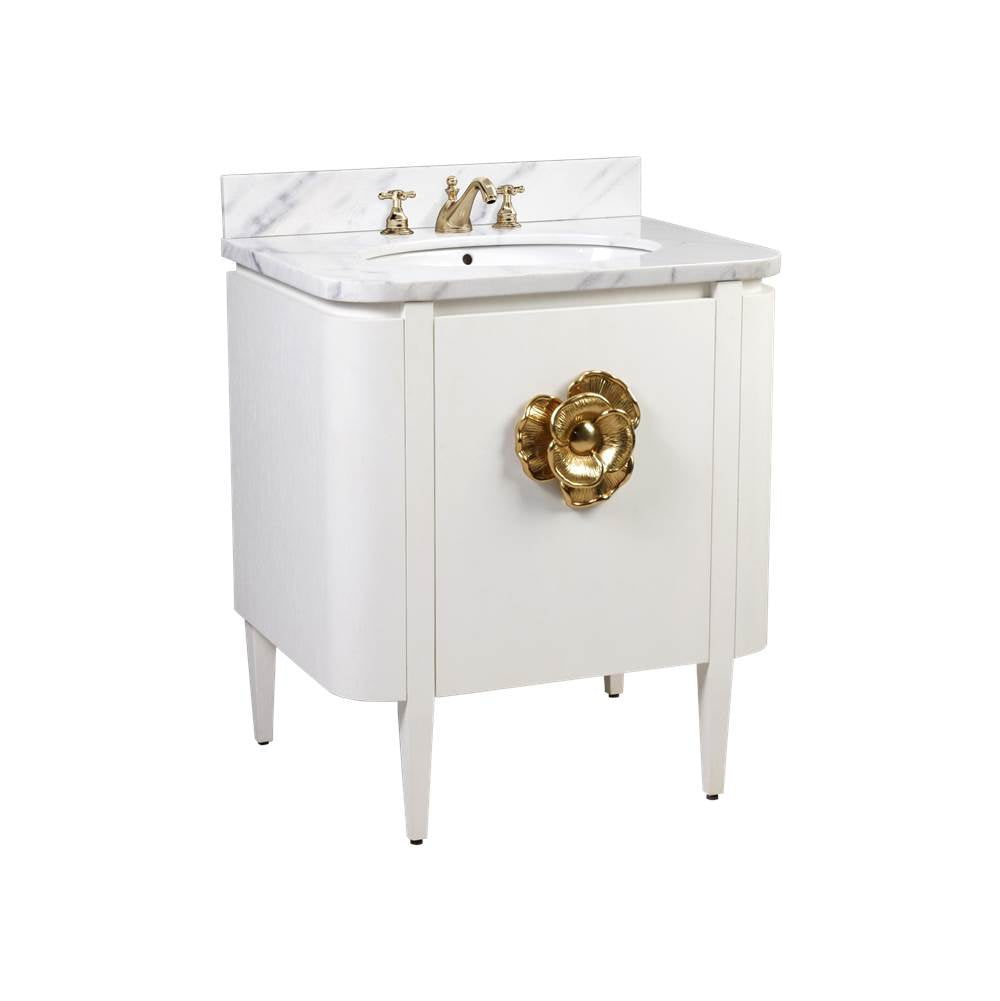 Currey And Company 3800-0004 Cerused White,Natural,White,Polished Brass Briallen 30'' White Vanity With Oval Undermount Sink Image 1