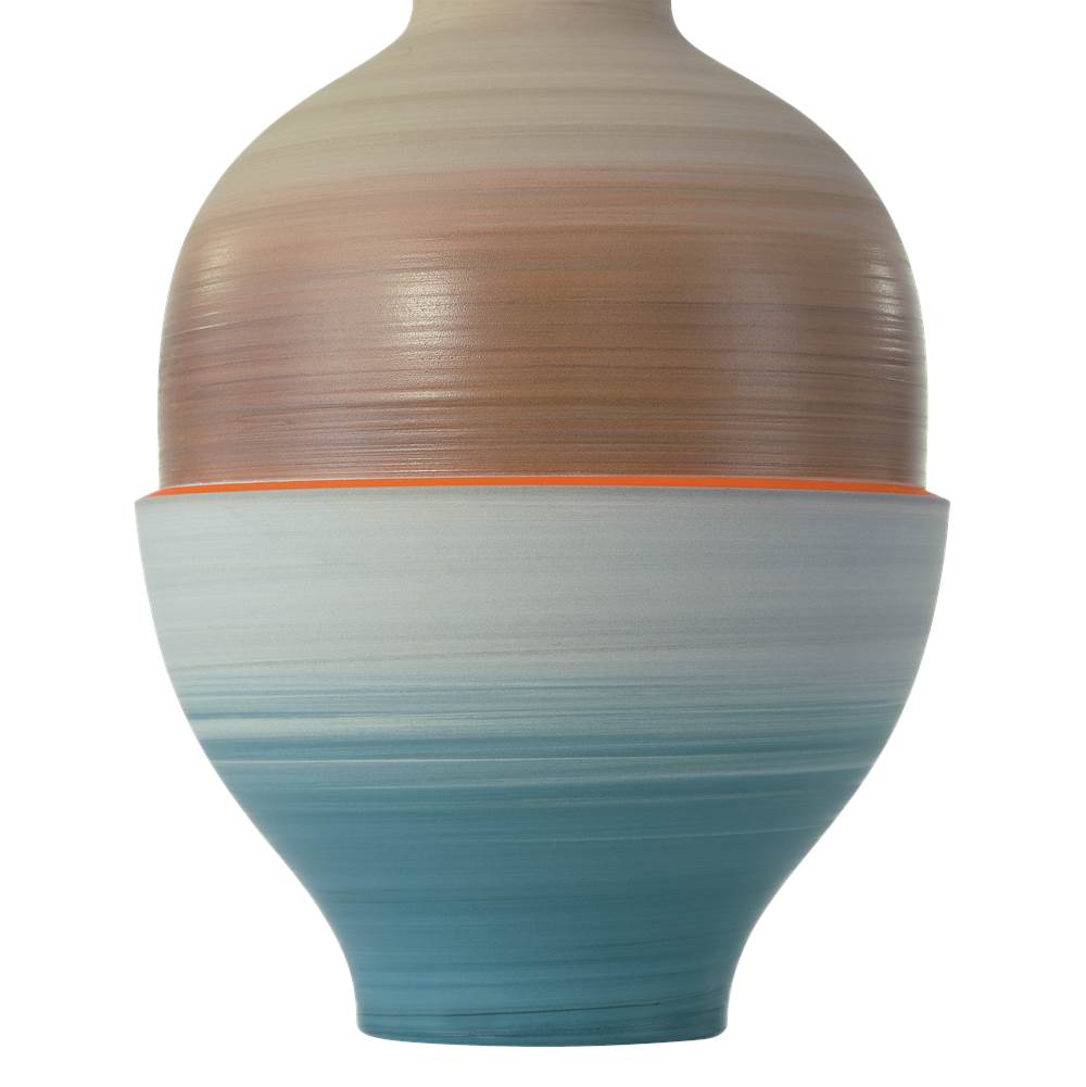 Currey And Company 1200-0930 Orange,Beige,Pale Gray,Yellow,Blue Happy 80's Gray, Beige, Orange And Blue Vase Set Of 3 Image 5