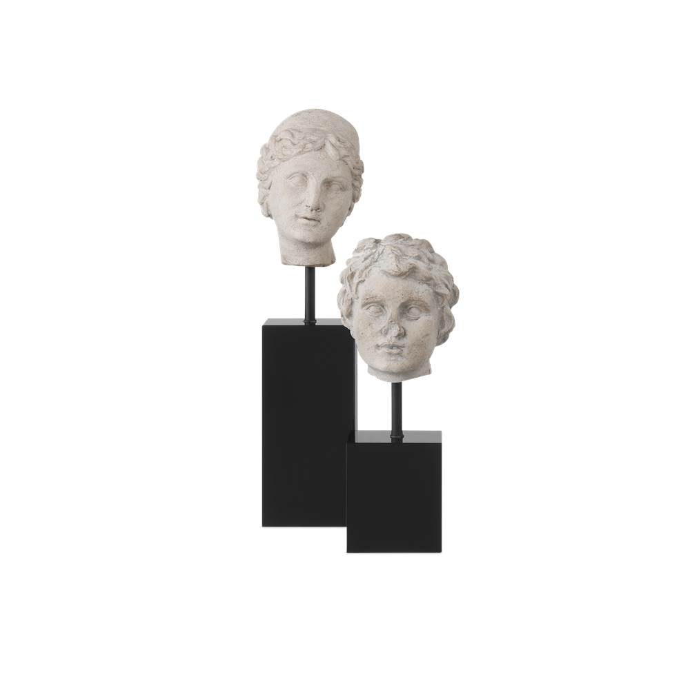 Currey And Company 1200-0932 Beige,Pale Gray,Black Venus Head On Stand Set Of 2 Image 1