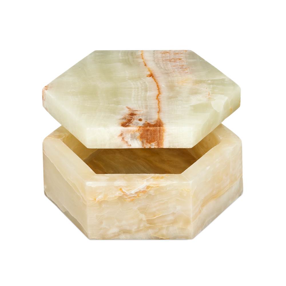 Currey And Company 1200-1036 Green Arco Green Onyx Hexagon Box Image 4