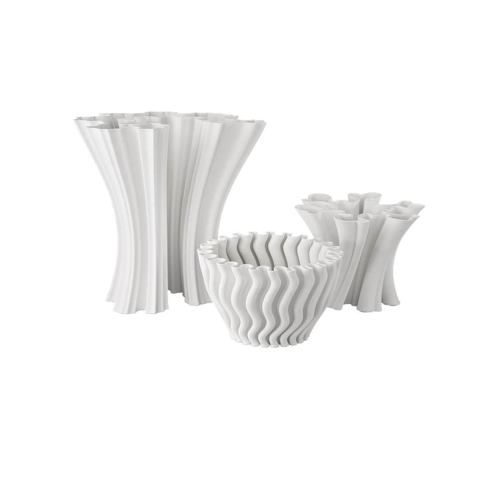 Currey And Company 1200-0935 White Godet Twist White Vase Image 3