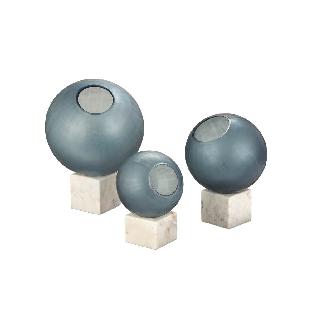 Currey And Company 1200-0900 Indigo Blue,Natural Fresno Blue Orb Set Of 3 Image 4
