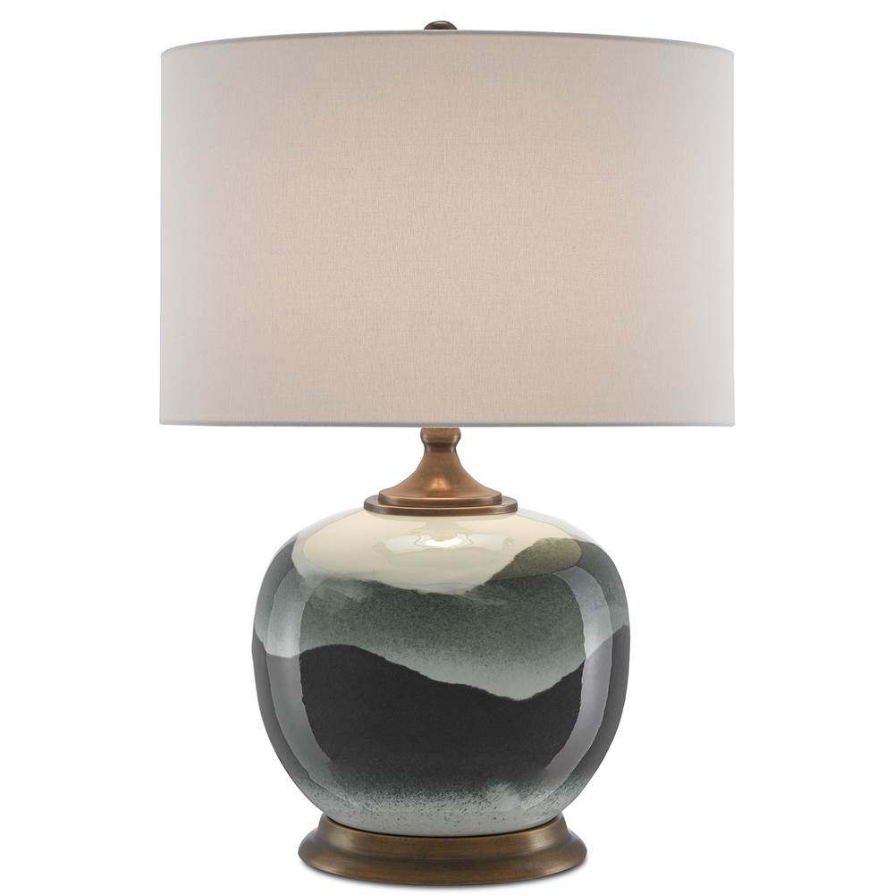 Currey And Company 6000-0109 White,Green,Antique Brass Boreal Table Lamp Image 1
