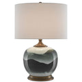 Currey And Company 6000-0109 White,Green,Antique Brass Boreal Table Lamp Image 1