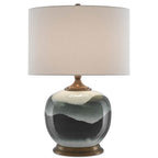 Currey And Company 6000-0109 White,Green,Antique Brass Boreal Table Lamp Image 1