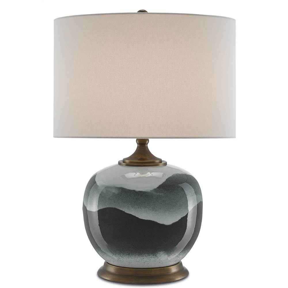 Currey And Company 6000-0109 White,Green,Antique Brass Boreal Table Lamp Image 9