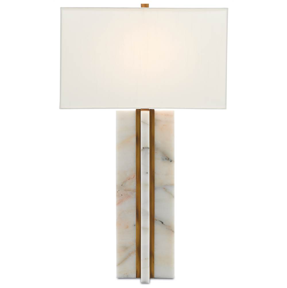 Currey And Company 6000-0250 Marble,Antique Brass Khalil Table Lamp Image 1