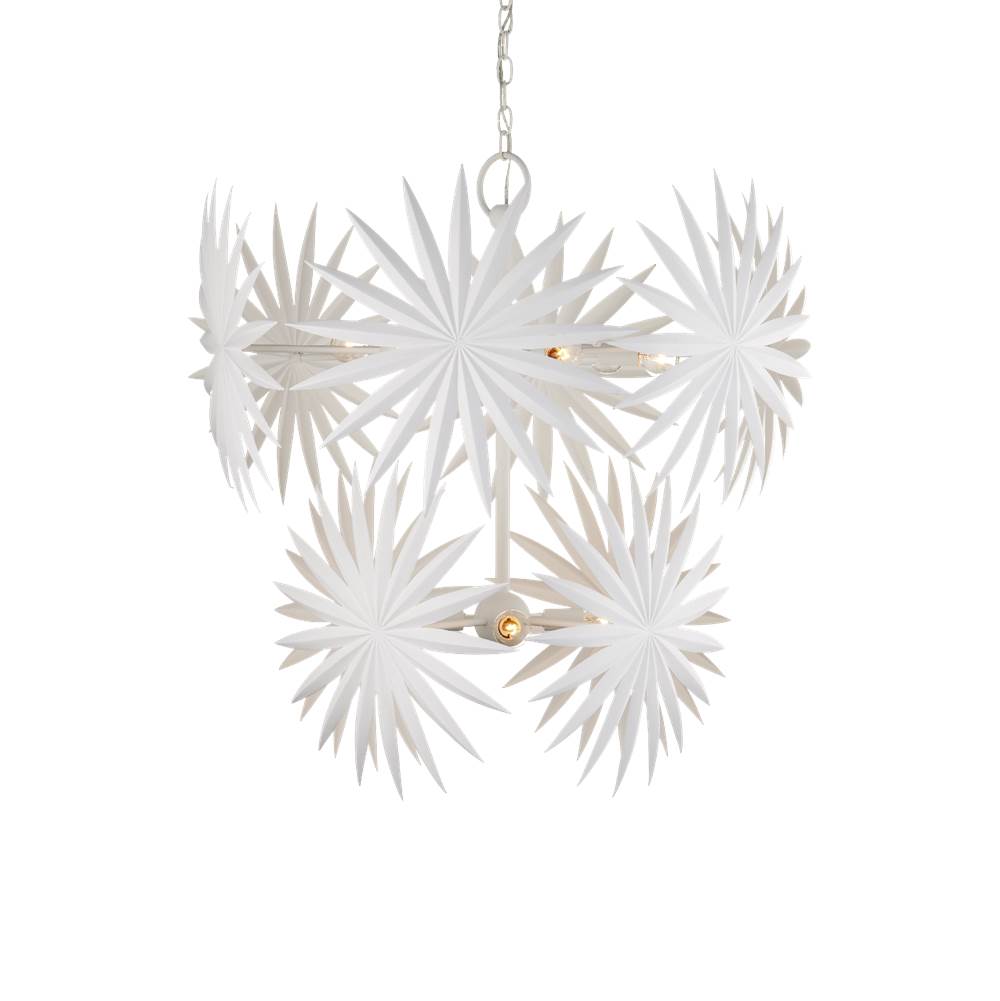 Currey And Company 9000-1204 Gesso White Bismarkia Medium White Chandelier Image 1