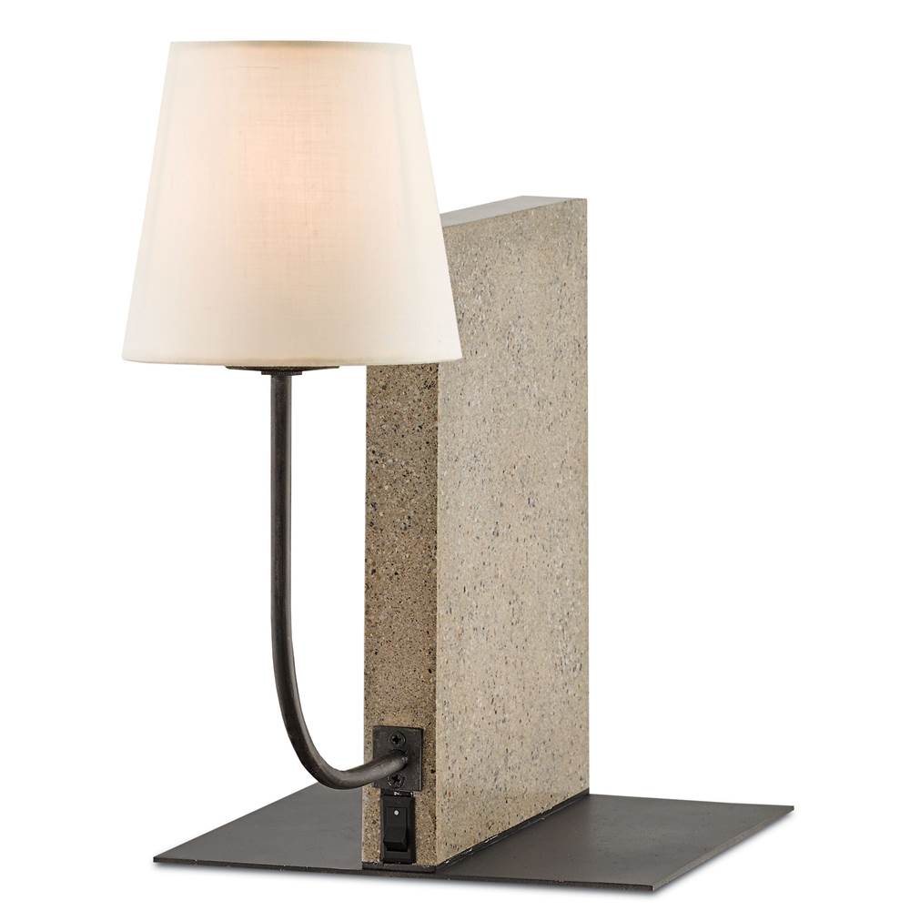 Currey And Company 6555 Polished Concrete,Aged Steel Oldknow Bookcase Lamp Image 1