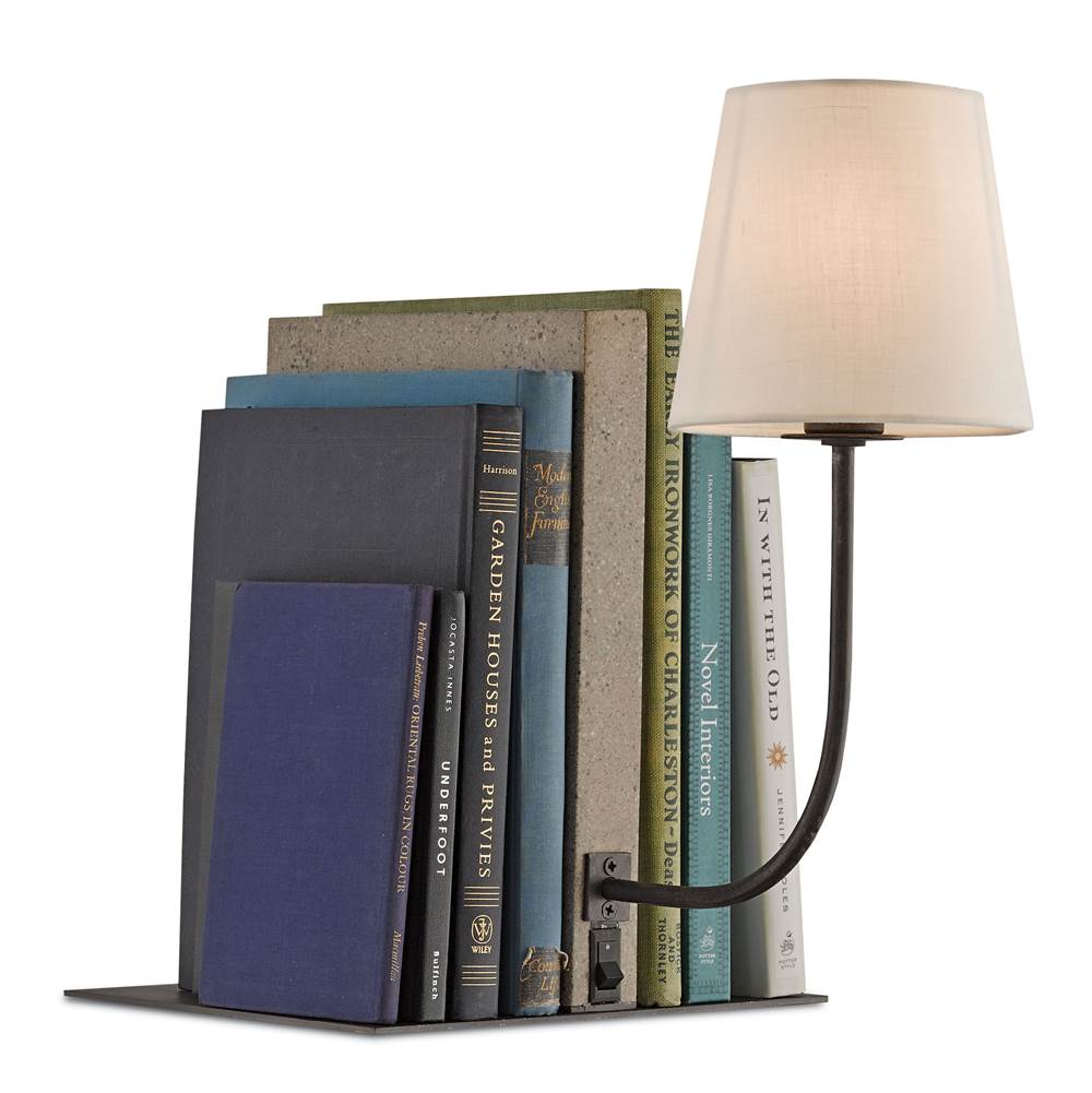 Currey And Company 6555 Polished Concrete,Aged Steel Oldknow Bookcase Lamp Image 8