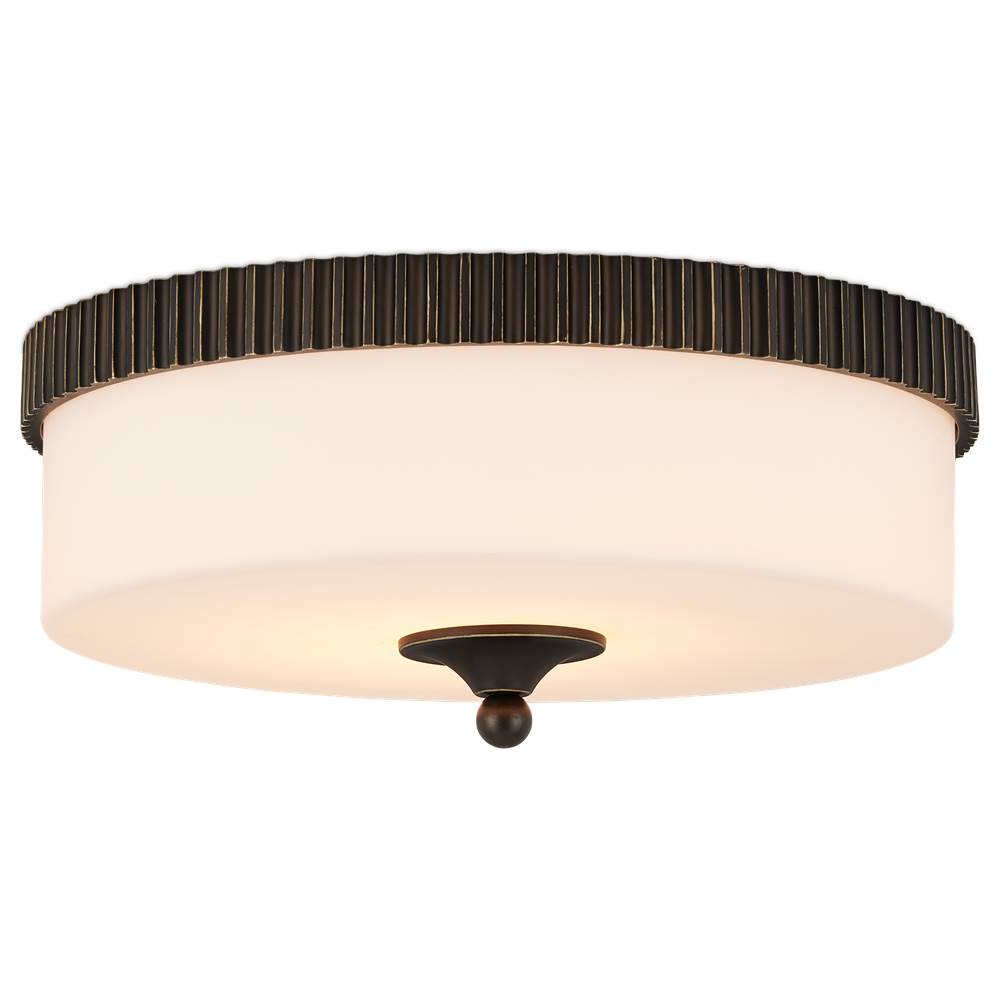 Currey And Company 9999-0073 Oil Rubbed Bronze,White Bryce Bronze Flush Mount Image 1