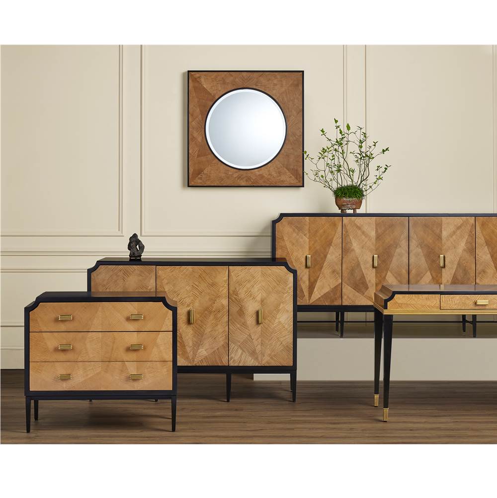 Currey And Company 3000-0271 Taupe,Caviar Black,Polished Brass,Black Kallista Taupe Credenza Image 2