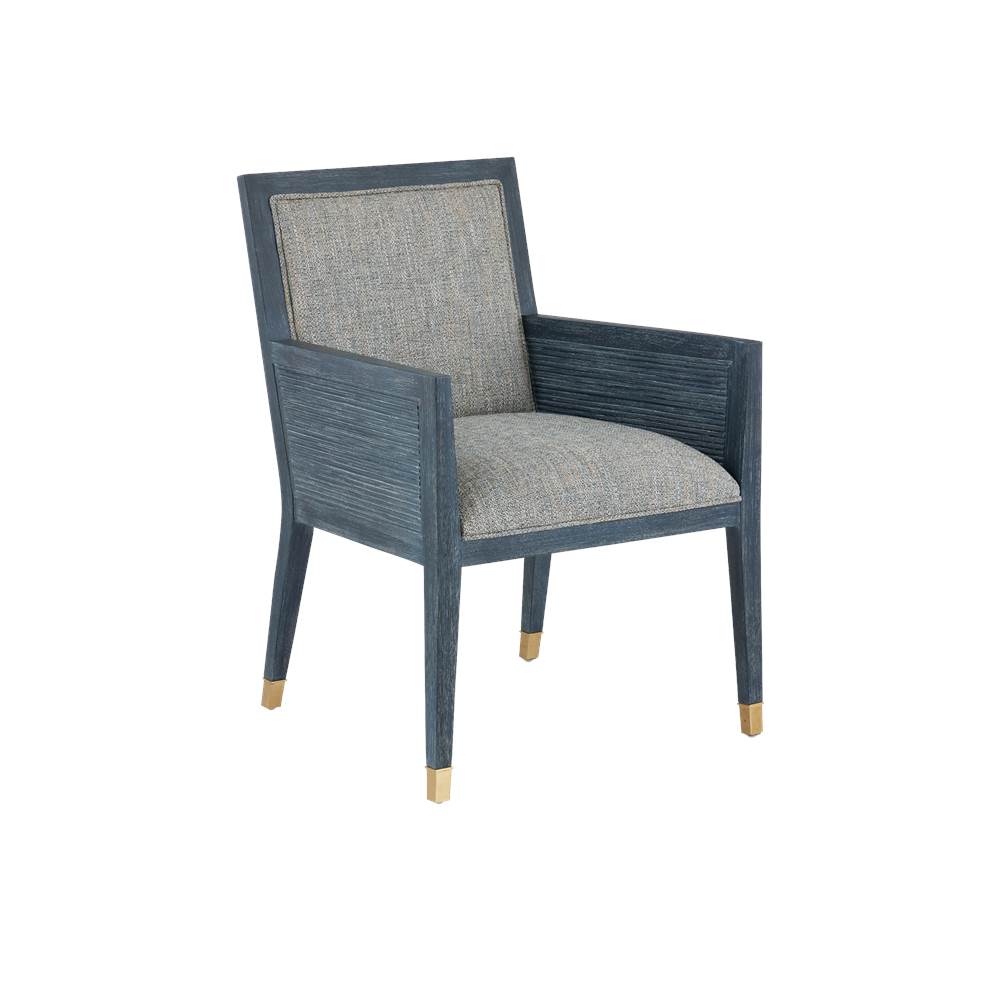 Currey And Company 7000-0852 Vintage Navy,Performance Barrett Dusk,Satin Brass Santos Vintage Navy Armchair, Barrett Dusk Image 1