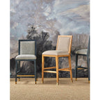 Currey And Company 7000-0912 Sea Sand,Uv Liller Malt,Satin Brass Santos Sea Sand Bar Stool, Liller Malt Image 2