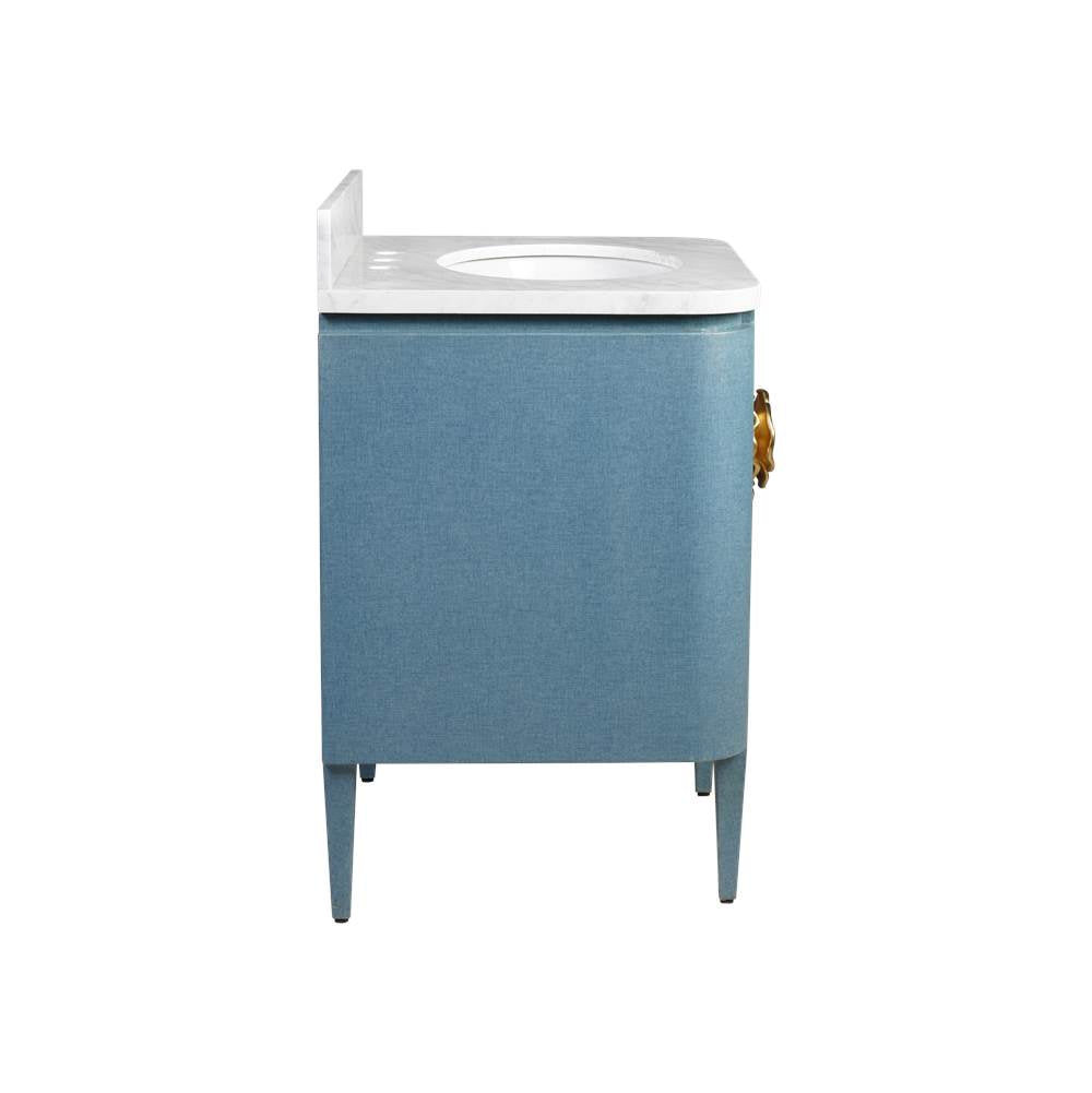Currey And Company 3800-0015 Blue Briallen 36'' Blue Vanity With Oval Undermount Sink Image 3