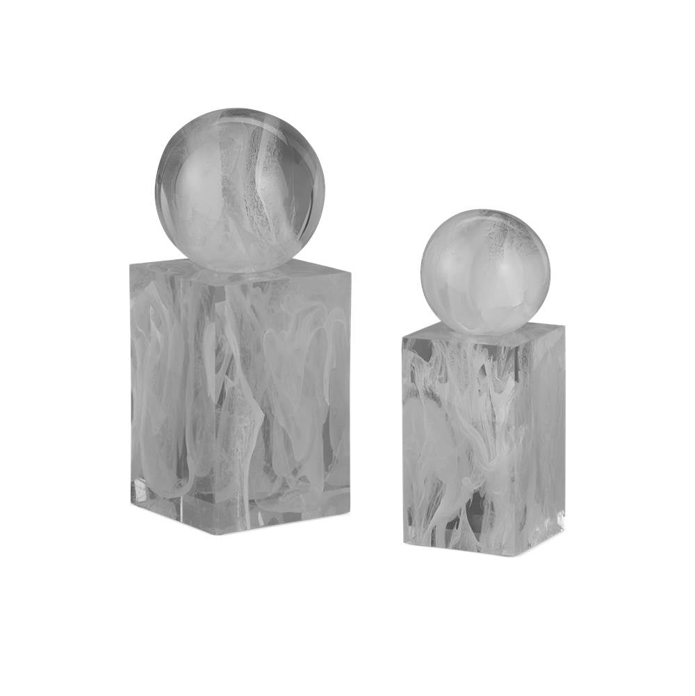 Currey And Company 1200-0908 White Swirl Nova White Objects Set Of 2 Image 1