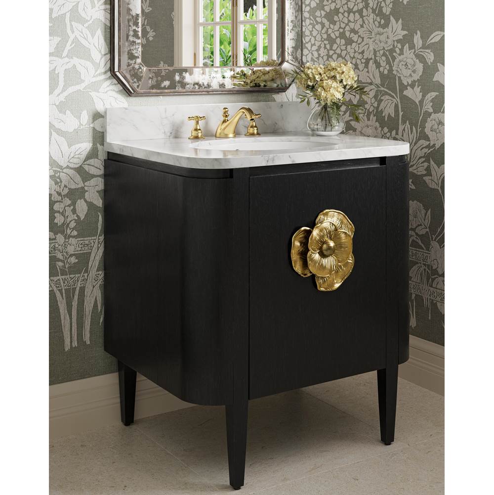 Currey And Company 3800-0003 Caviar Black,Natural,White,Light Antique Brass Briallen 30'' Black Vanity With Oval Undermount Sink Image 2