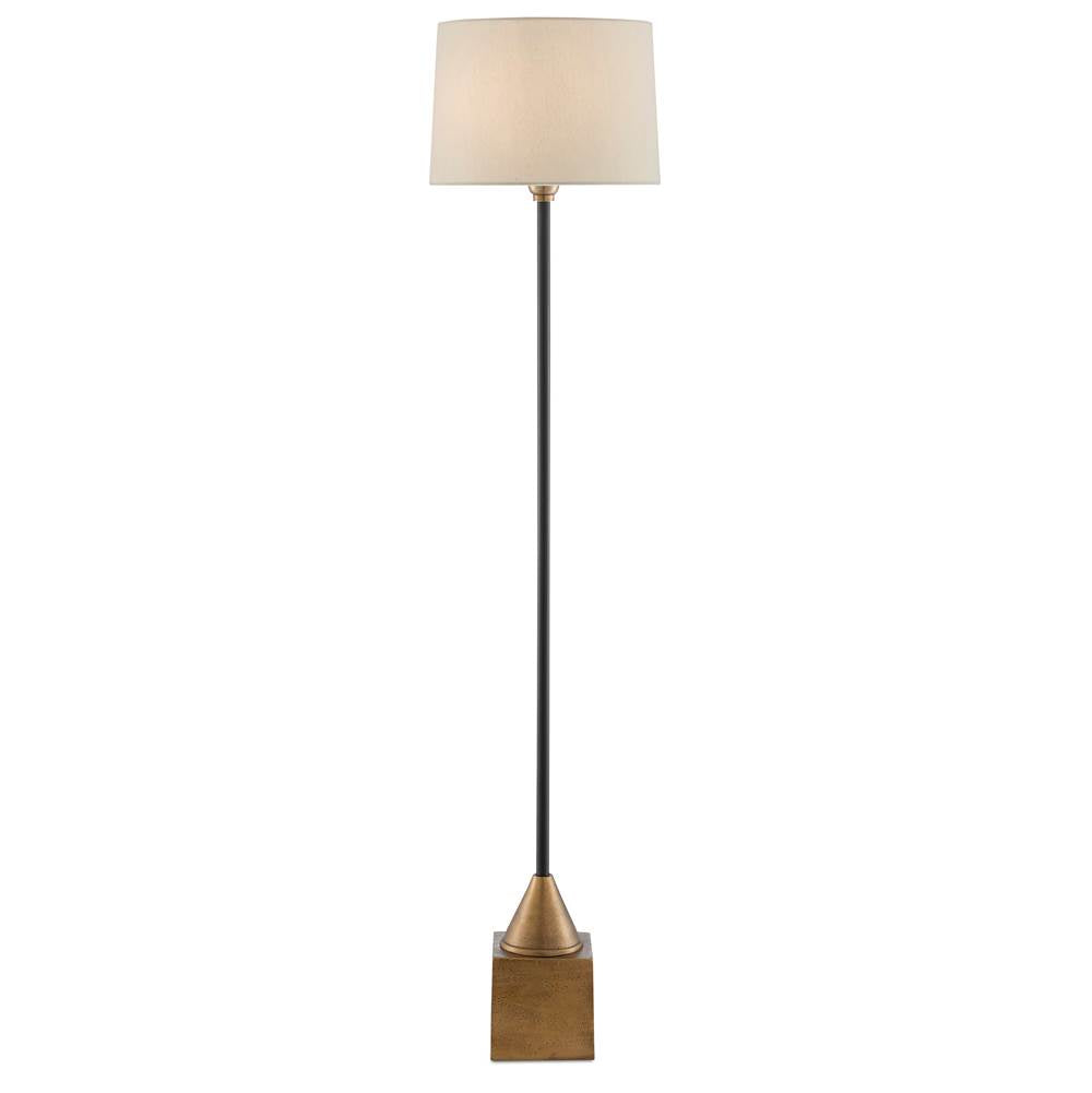 Currey And Company 8000-0073 Antique Brass,Black Keeler Floor Lamp Image 1