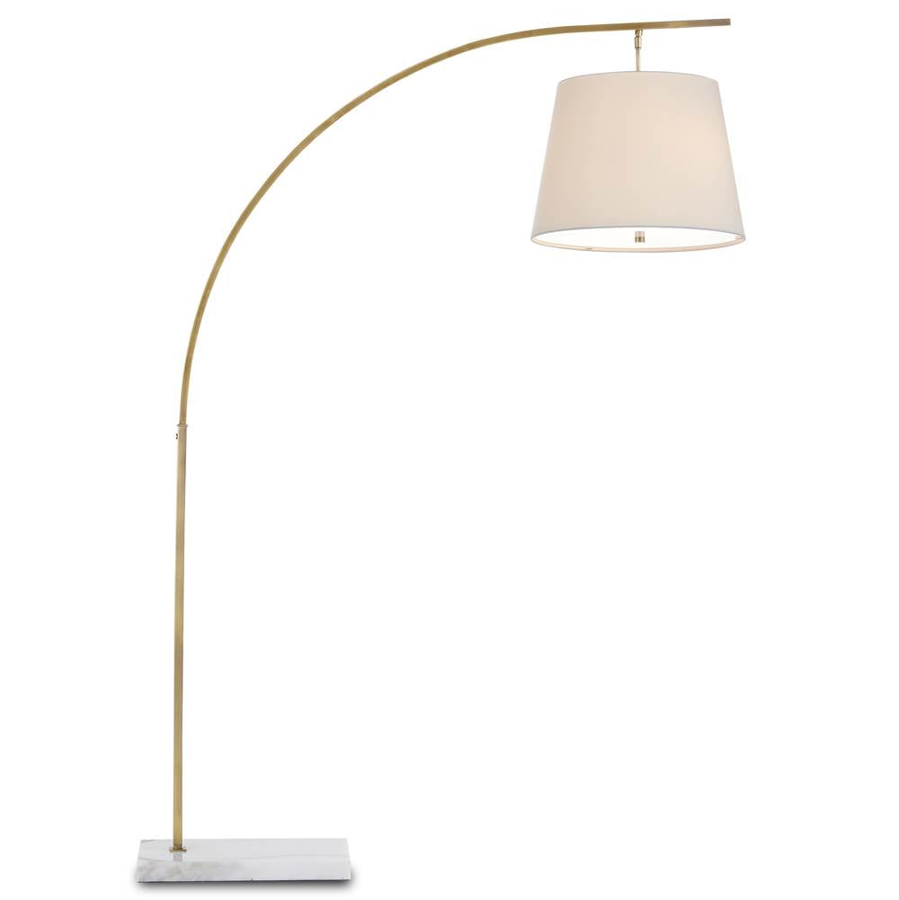 Currey And Company 8000-0117 Antique Brass,White Cloister Brass Floor Lamp Image 1