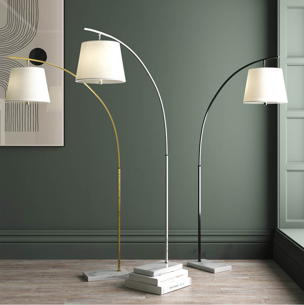 Currey And Company 8000-0117 Antique Brass,White Cloister Brass Floor Lamp Image 2
