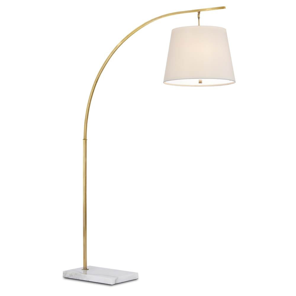 Currey And Company 8000-0117 Antique Brass,White Cloister Brass Floor Lamp Image 4