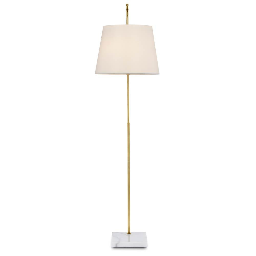Currey And Company 8000-0117 Antique Brass,White Cloister Brass Floor Lamp Image 3