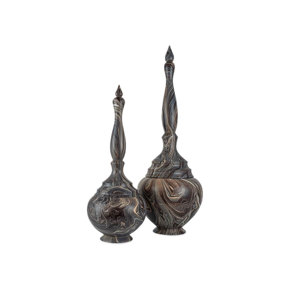 Currey And Company 1200-1051  Marbleized Short Turret Box Image 3