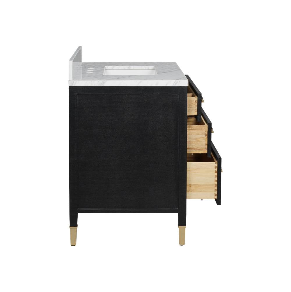 Currey And Company 3800-0006 Black Lacquered Linen,Natural,White,Champagne Verona 36'' Black Linen Vanity With Rectangular Undermount Sink Image 5