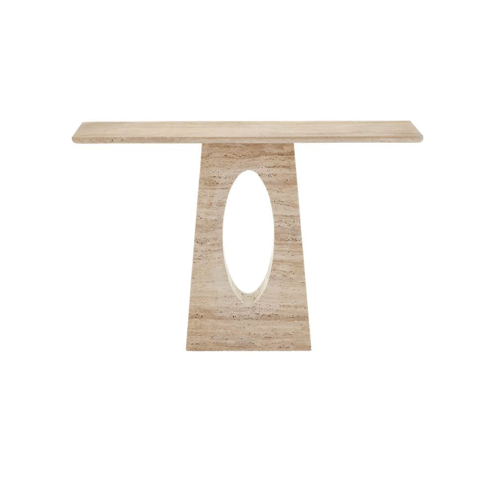 Currey And Company 3000-0286 Natural Beige Demi Travertine Console Table Image 3