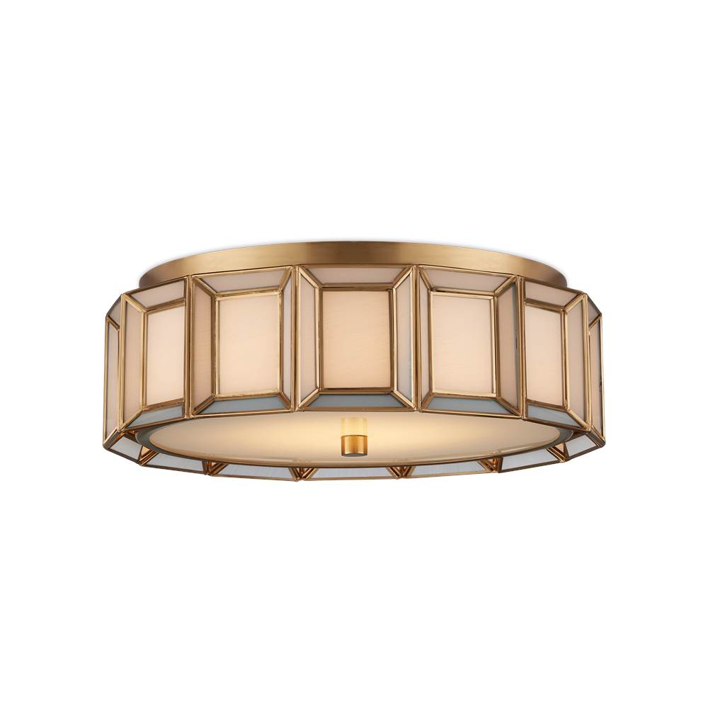 Currey And Company 9999-0077 Antique Brass,White Daze Flush Mount Image 1