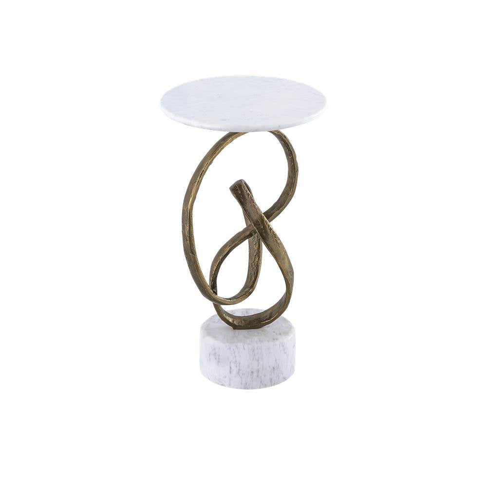 Currey And Company 4000-0196 Antique Brass,Natural Ruban Accent Table Image 1