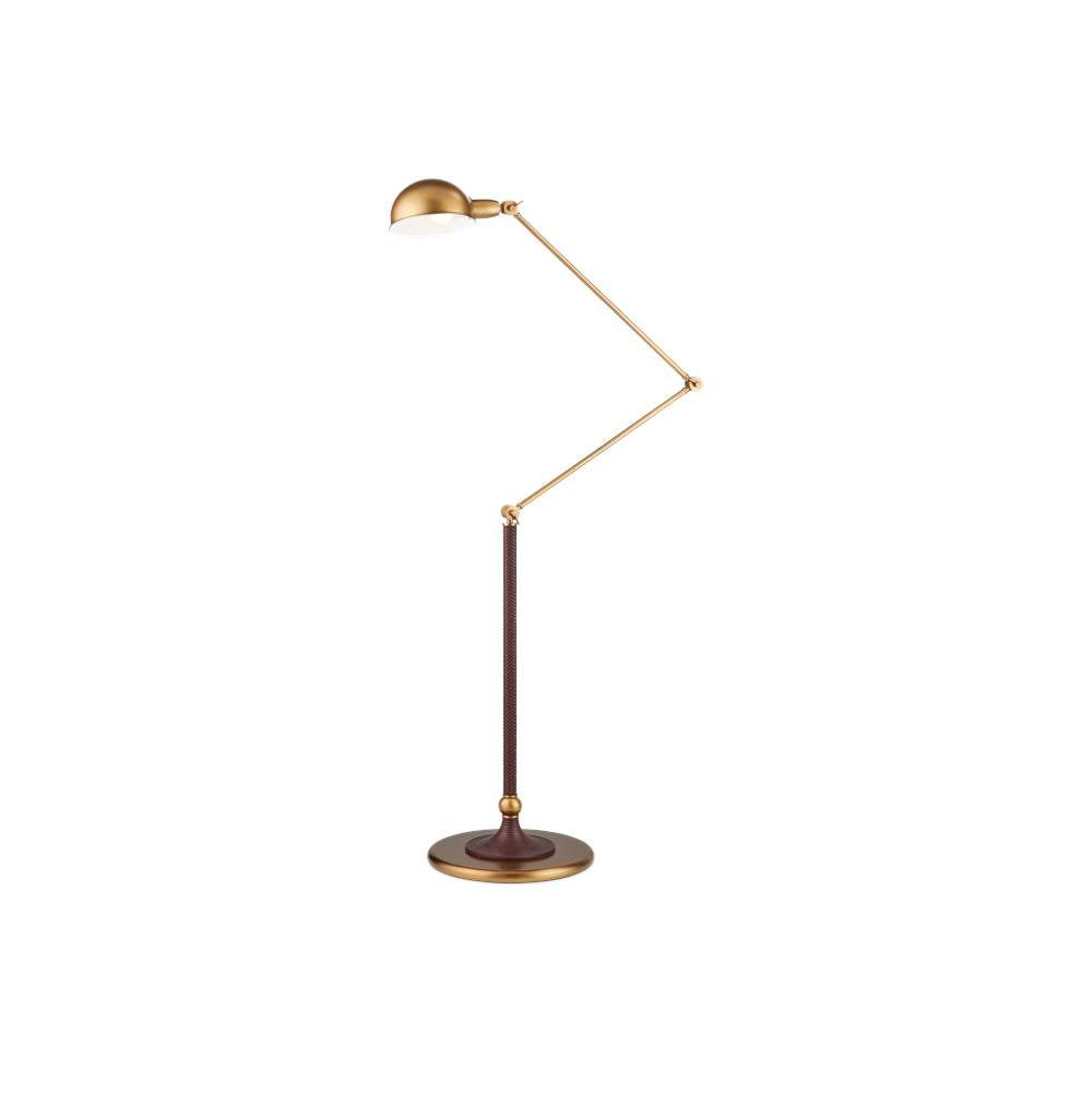 Currey And Company 8000-0162 Antique Brass,Brownish Red Libretto Floor Lamp Image 1