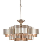 Currey And Company 9000-0051 Contemporary Silver Leaf Grand Lotus Silver Large Chandelier Image 1