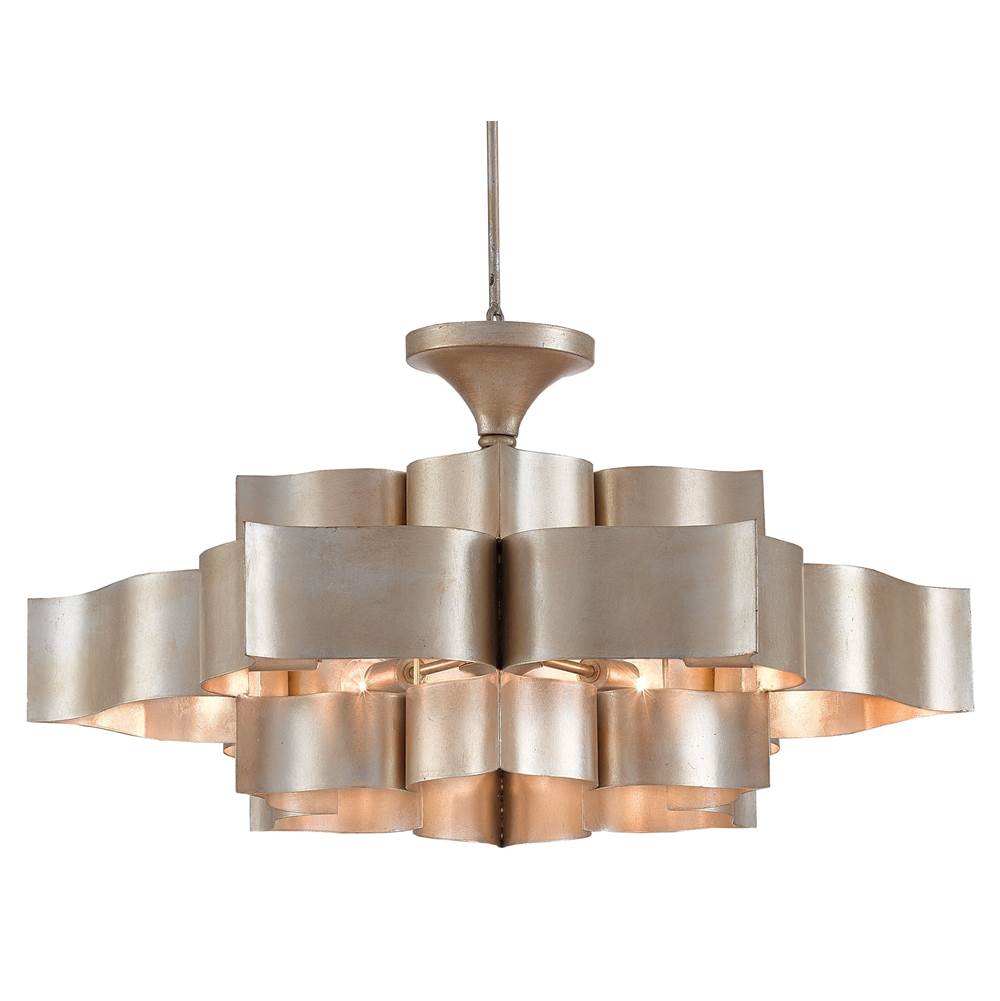 Currey And Company  Grand Lotus Silver Large Chandelier