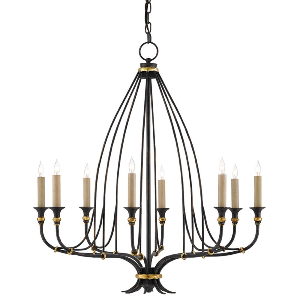 Currey And Company 9000-0214 French Black,Gold Leaf Folgate Chandelier Image 1