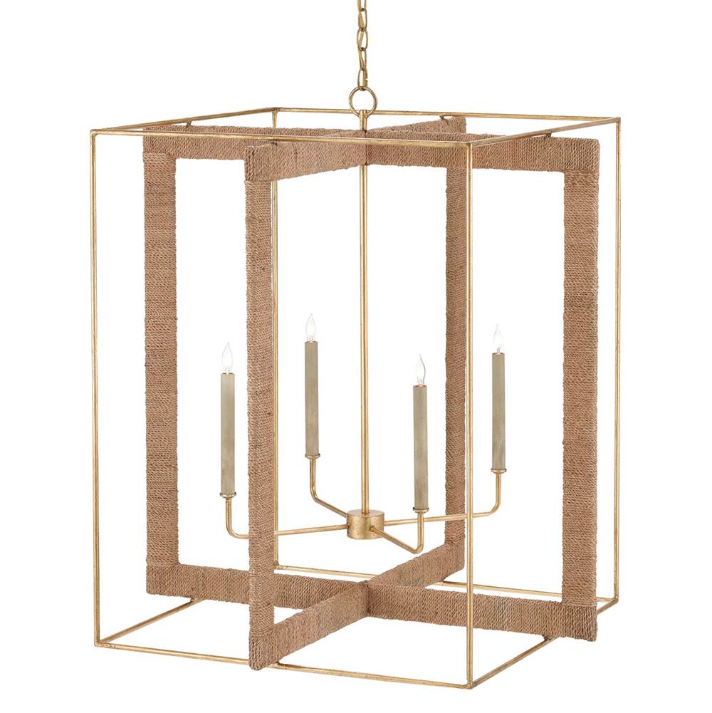 Currey And Company 9000-0217 Contemporary Gold Leaf,Natural Purebred Large Lantern Image 1