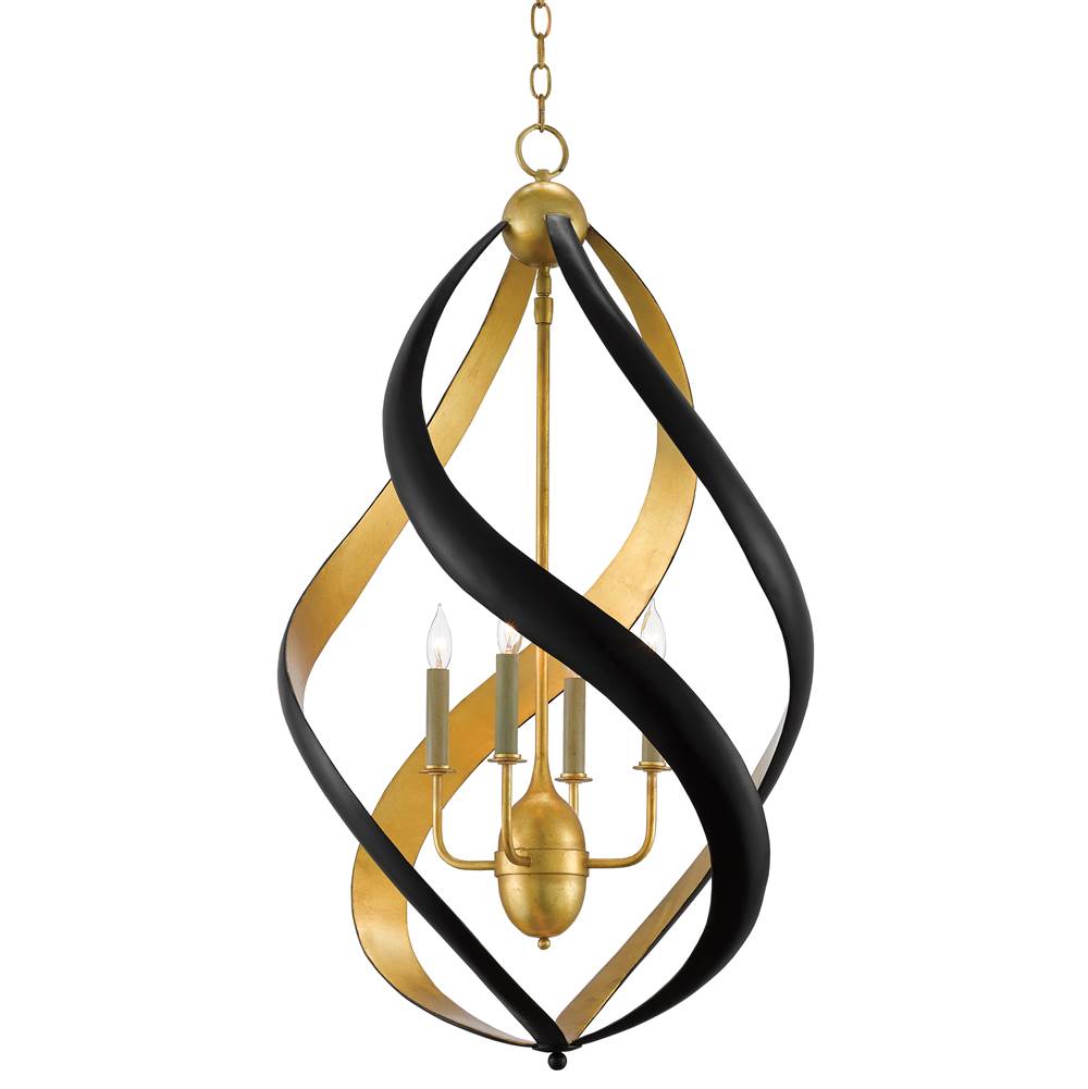 Currey And Company 9000-0321 Contemporary Gold Leaf,Satin Black Trephine Chandelier Image 1