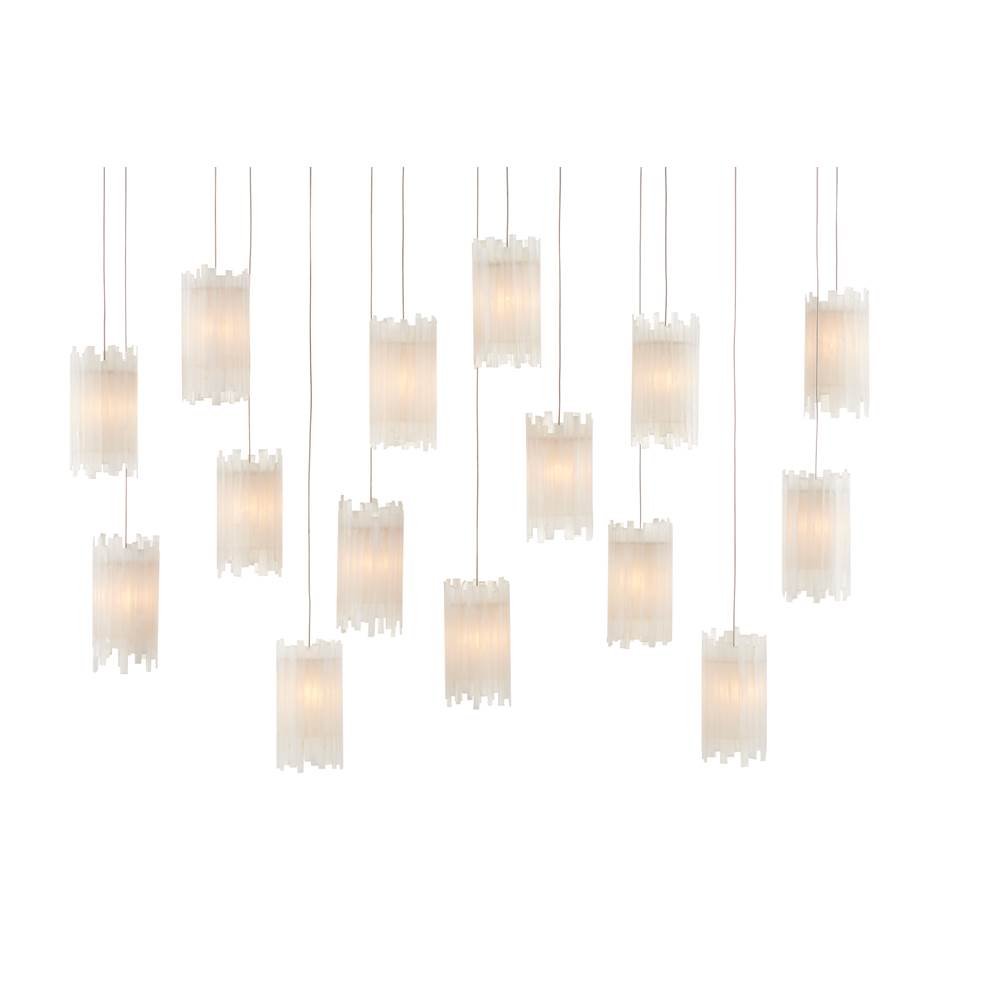 Currey And Company 9000-0885 Natural,Painted Silver Escenia Rectangular 15-light Multi-drop Pendant Image 1