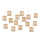 Currey And Company 9000-0892 Antique Brass,White,Painted Silver Daze Rectangular 15-light Multi-drop Pendant Image 1
