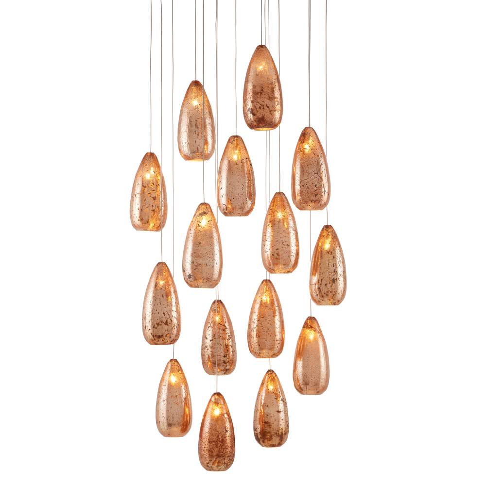 Currey And Company 9000-0905 Copper,Silver,Painted Silver Rame Round 15-light Multi-drop Pendant Image 1
