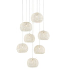 Currey And Company 9000-0911 White,Painted Silver Piero 7-light Multi-drop Pendant Image 1