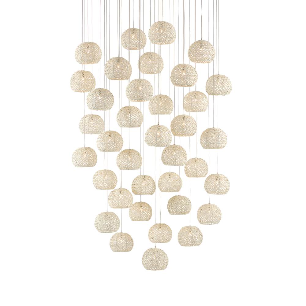 Currey And Company 9000-0915 White,Painted Silver Piero 36-light Multi-drop Pendant Image 1