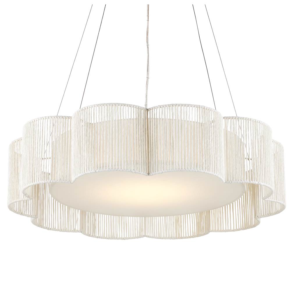 Currey And Company 9000-0923 White,Contemporary Silver Leaf Ancroft Chandelier Image 1