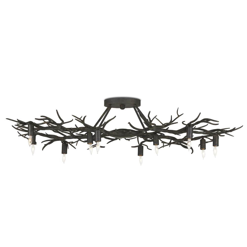 Currey And Company 9000-0981 Rustic Bronze Rainforest Bronze Semi-flush Image 1