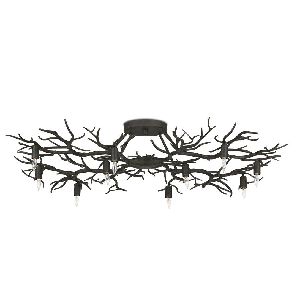 Currey And Company 9000-0981 Rustic Bronze Rainforest Bronze Semi-flush Image 7