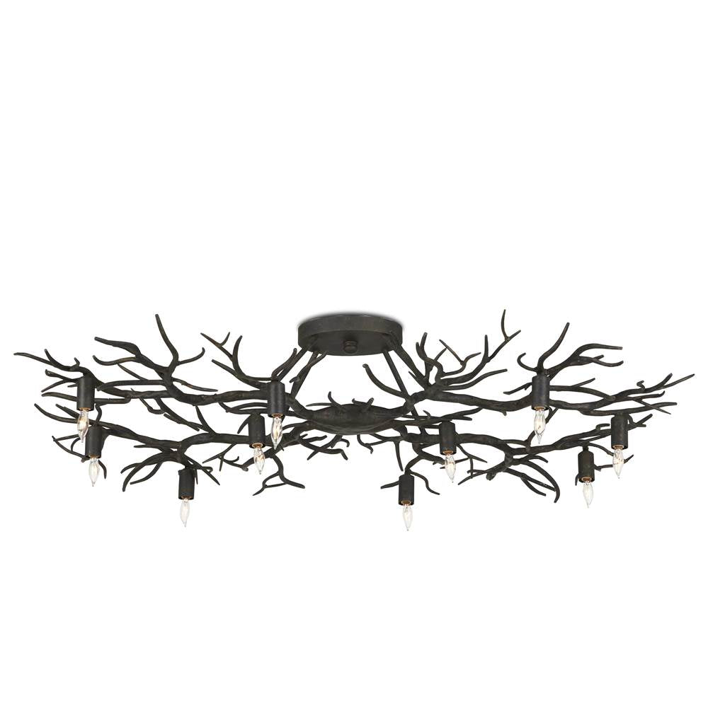 Currey And Company 9000-0981 Rustic Bronze Rainforest Bronze Semi-flush Image 6