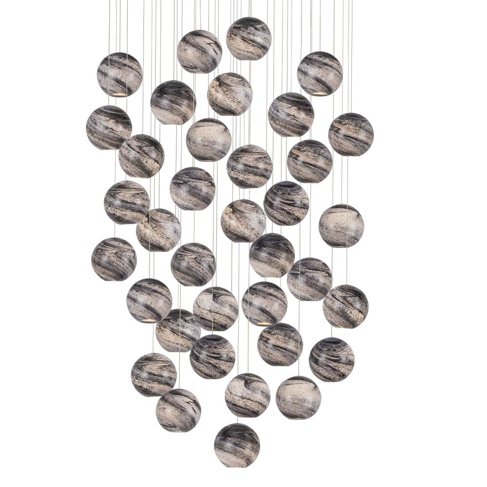Currey And Company 9000-1011 Blue Marbeled,Silver Palatino 36-light Multi-drop Pendant Image 1